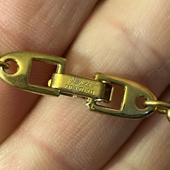 Rare HTF Vintage Napier Goldtone Heavy Teardrop Y Drop Necklace 30” - Picture 12 of 12